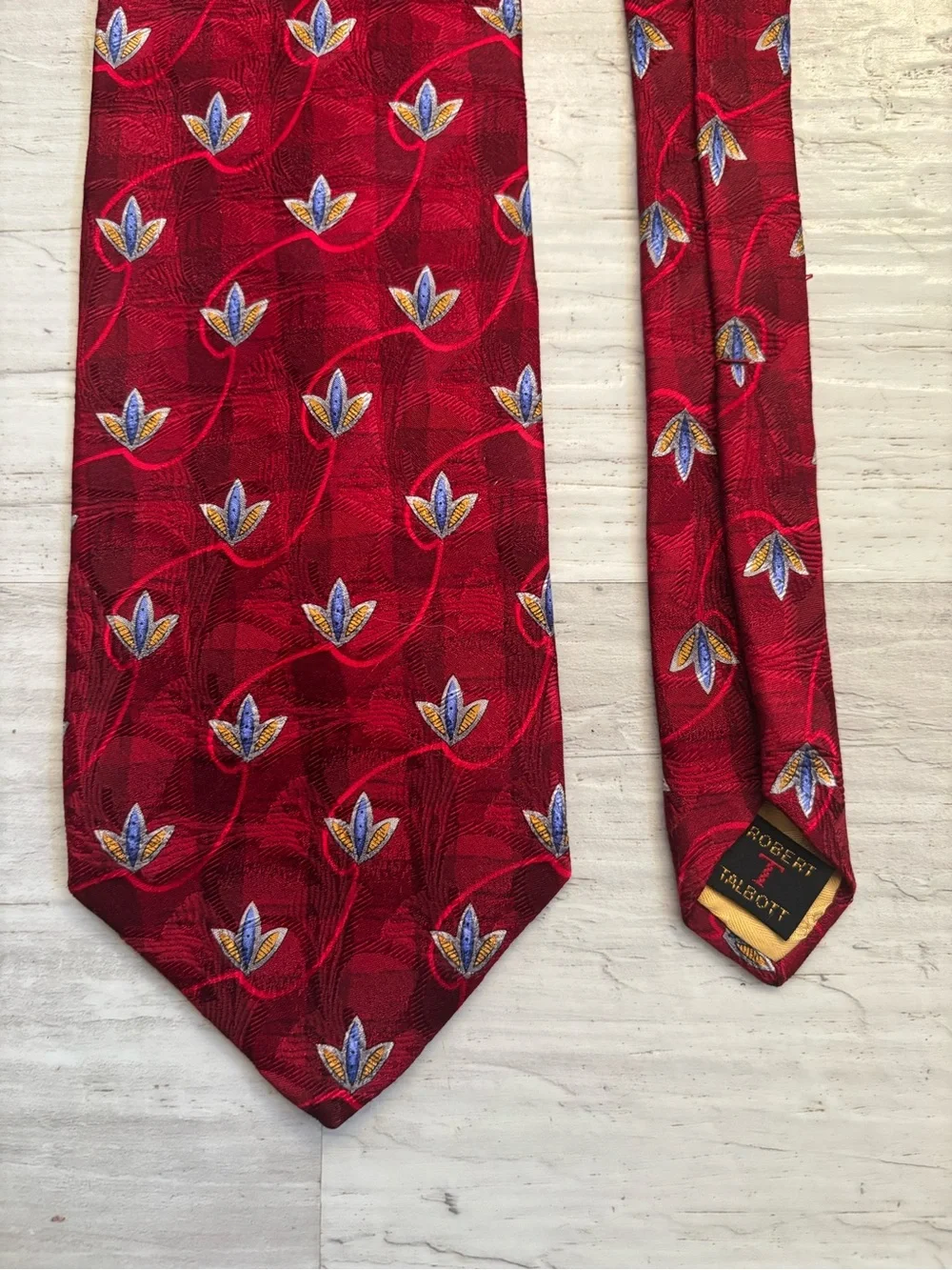 Vintage Robert Talbott Best of Class Red Abstract Floral Extra Long Tie
